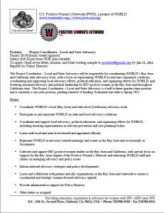 job opening project coordinator local and state advocacy world out of state jobs